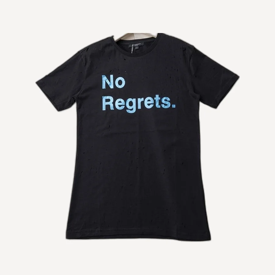 지방시 No Regrets 로고 데미지 티셔츠