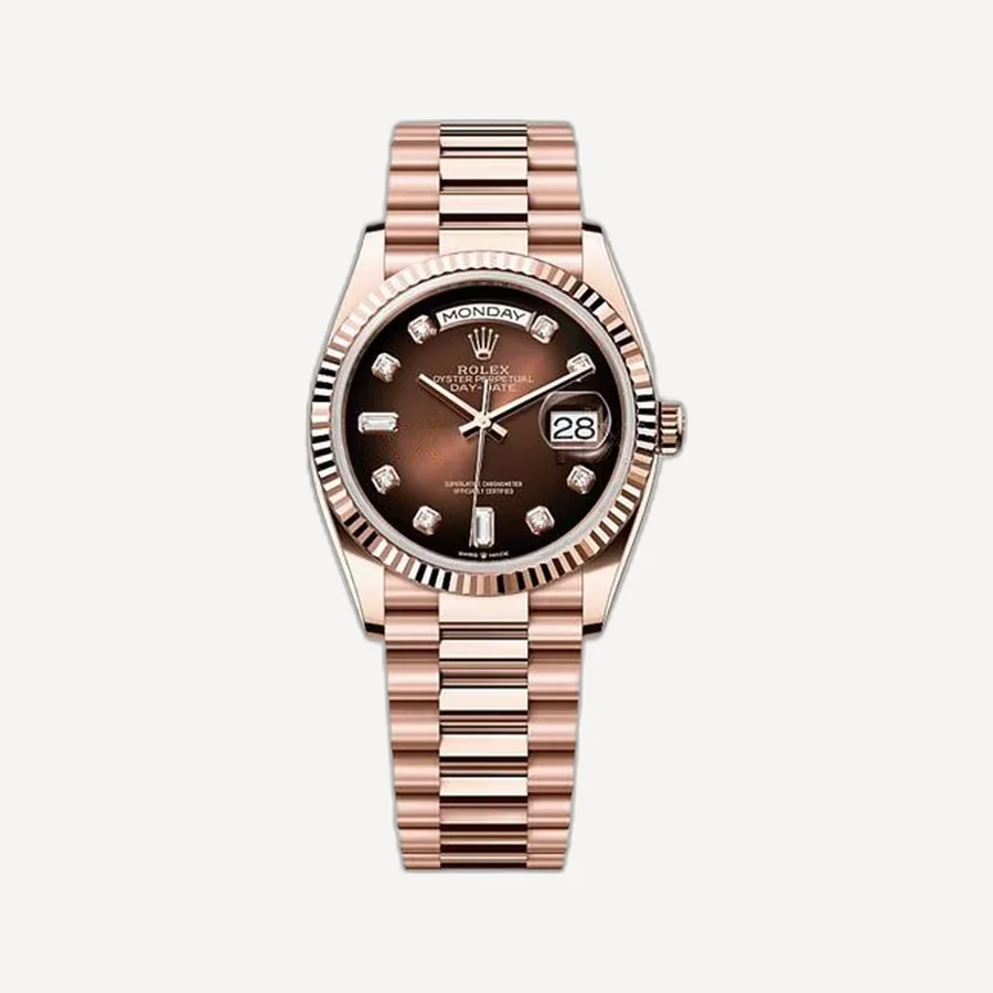 롤렉스 데이-데이트 시계 36mm 에버로즈 골드 브라운