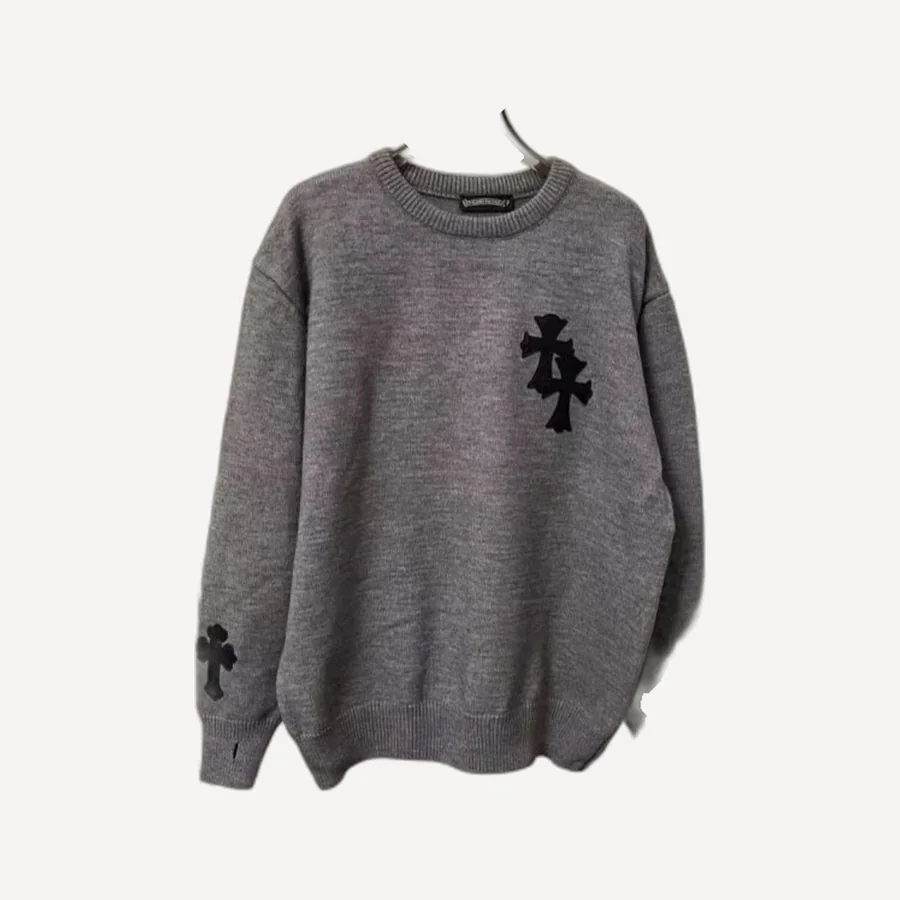 크롬하츠 크로스 레더 패치 니트