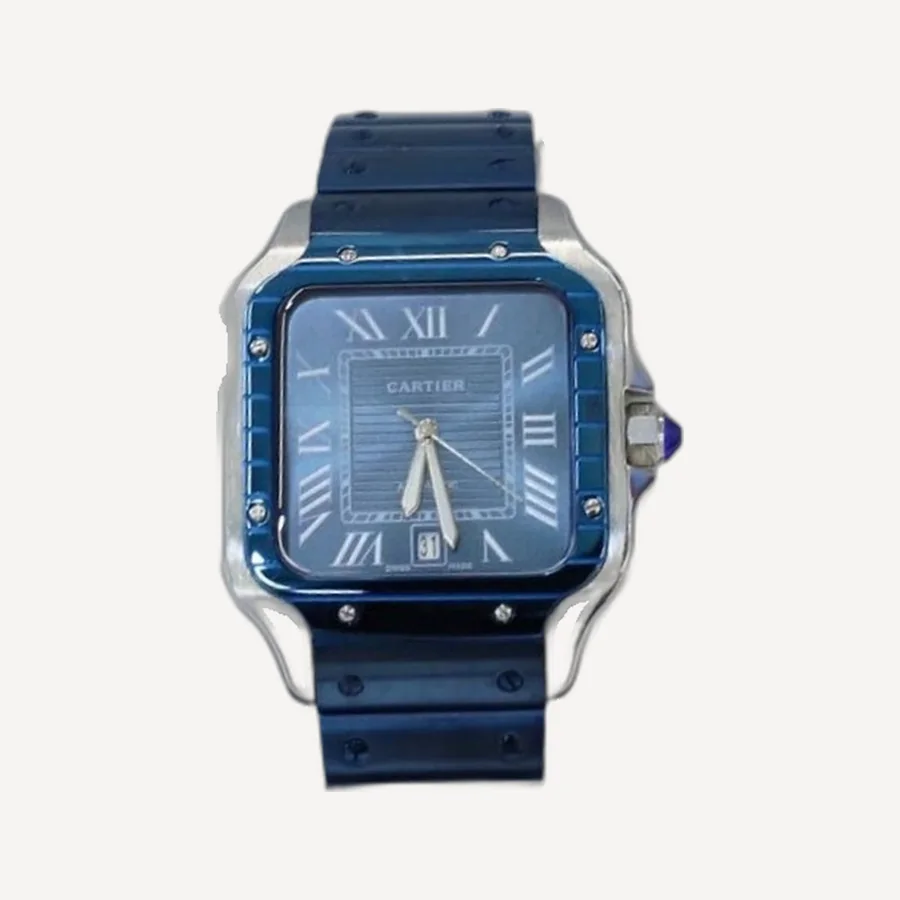 까르띠에 산토스 블루다이얼 블루스트랩 38mm