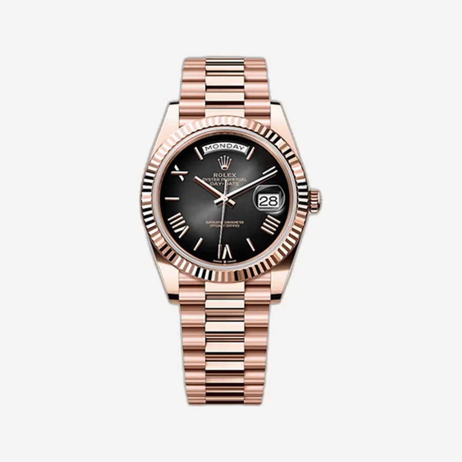 롤렉스 데이데이트 에버로즈 골드 플루티드 베젤 40mm