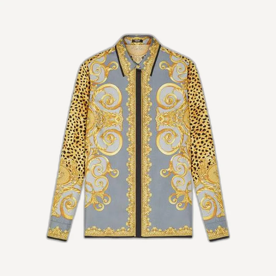 베르사체 Cheetah Foulard 실크 셔츠
