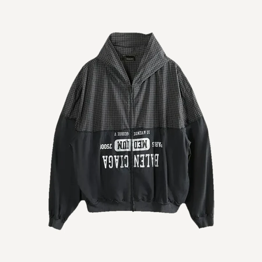 발렌시아가 체크 집업 후드 · 1