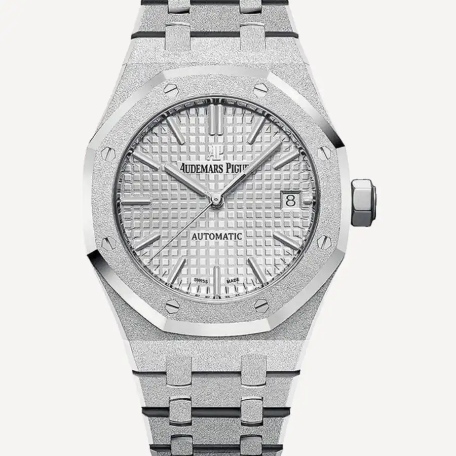 오데마피게 로얄오크 프로스트 화이트 다이얼 SS 브레이슬릿 37mm